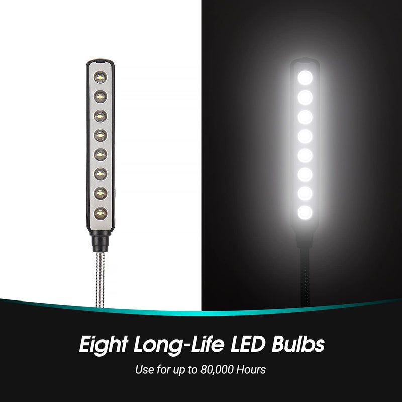 Daffodil USB LED Light - 8 Super Bright LED Reading Lamp - No Batteries Needed - PC & Mac Compatible (ULT05 Black) - Image 3